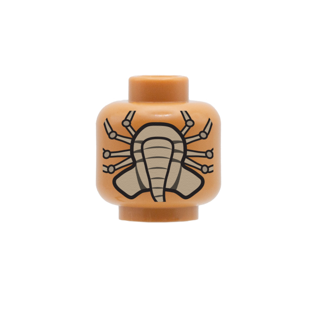 aliens facehugger custom LEGO minifigure head (medium nougat / medium flesh skin tone)