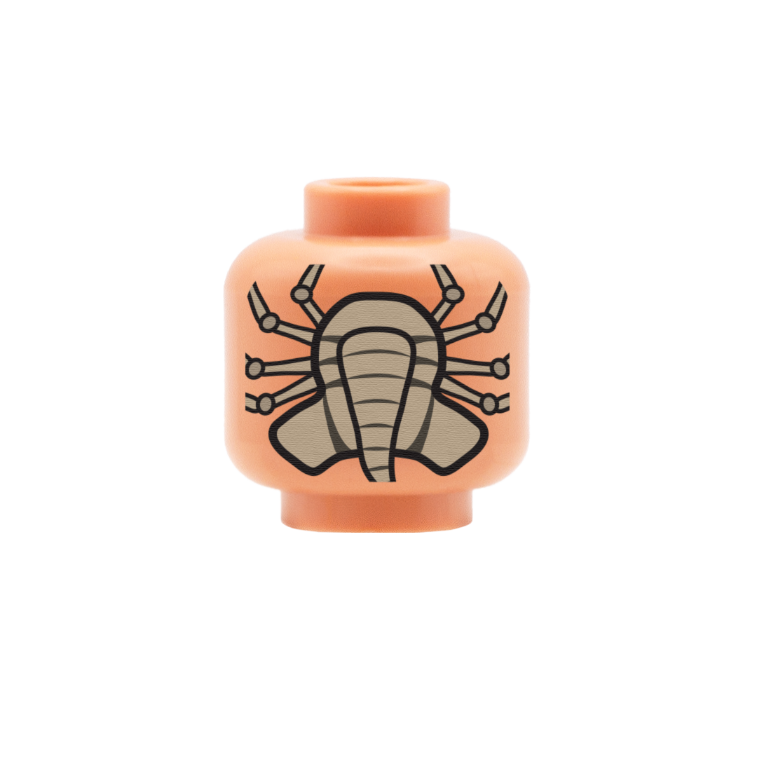 aliens facehugger custom LEGO minifigure head (nougat skin tone)