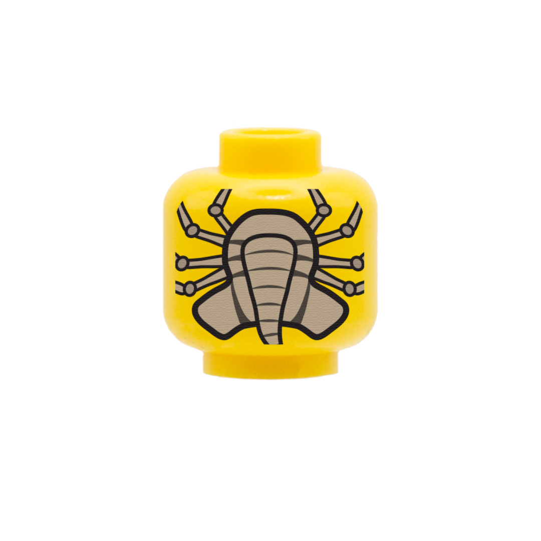 aliens facehugger custom LEGO minifigure head (yellow skin tone)