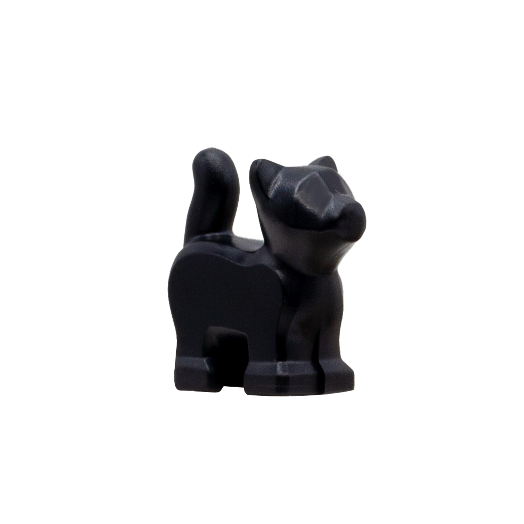 A small black LEGO  kitten with no prints.