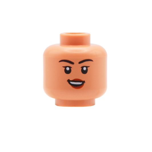 Flicked Eyelashes Open Mouth / Closed Mouth Smirk (Nougat) - LEGO Minifigure Head