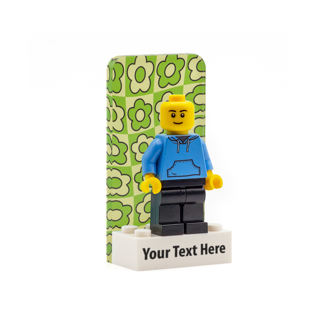 Flower Power Single Display - Laser Cut Display with Personalised LEGO Brick