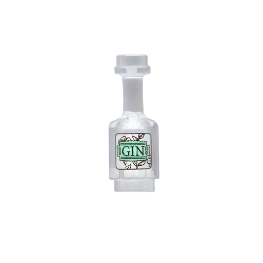 Pretend bottle of vodka with label printed on genuine LEGO bottle.