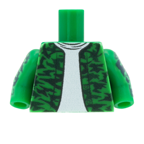 Camouflage Jacket over T Shirt - Custom Design Minifigure Torso