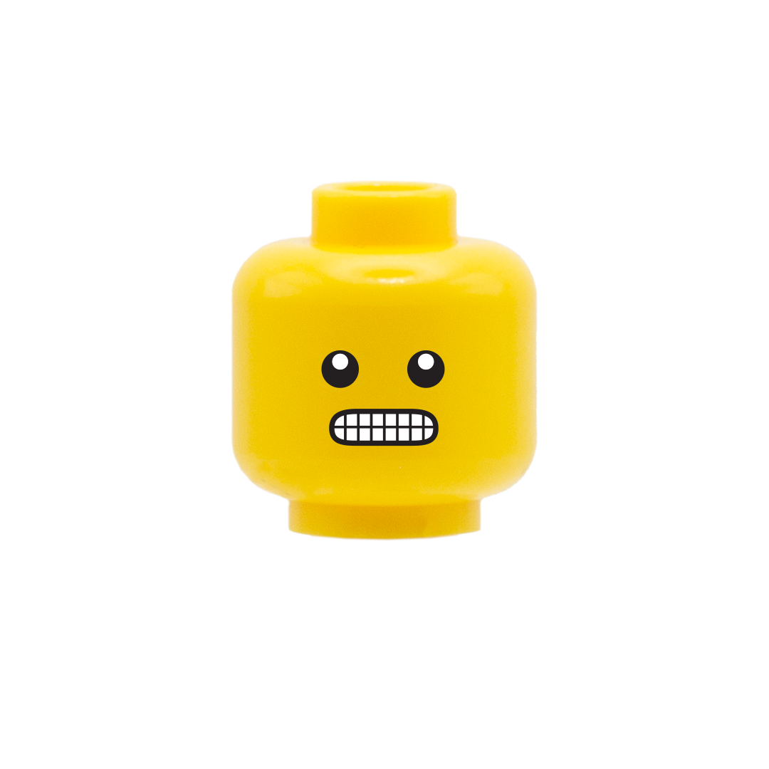 custom printed grimace emoji LEGO head