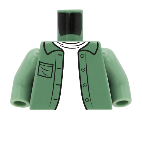 Open Jacket over T Shirt - Custom Design Minifigure Torso