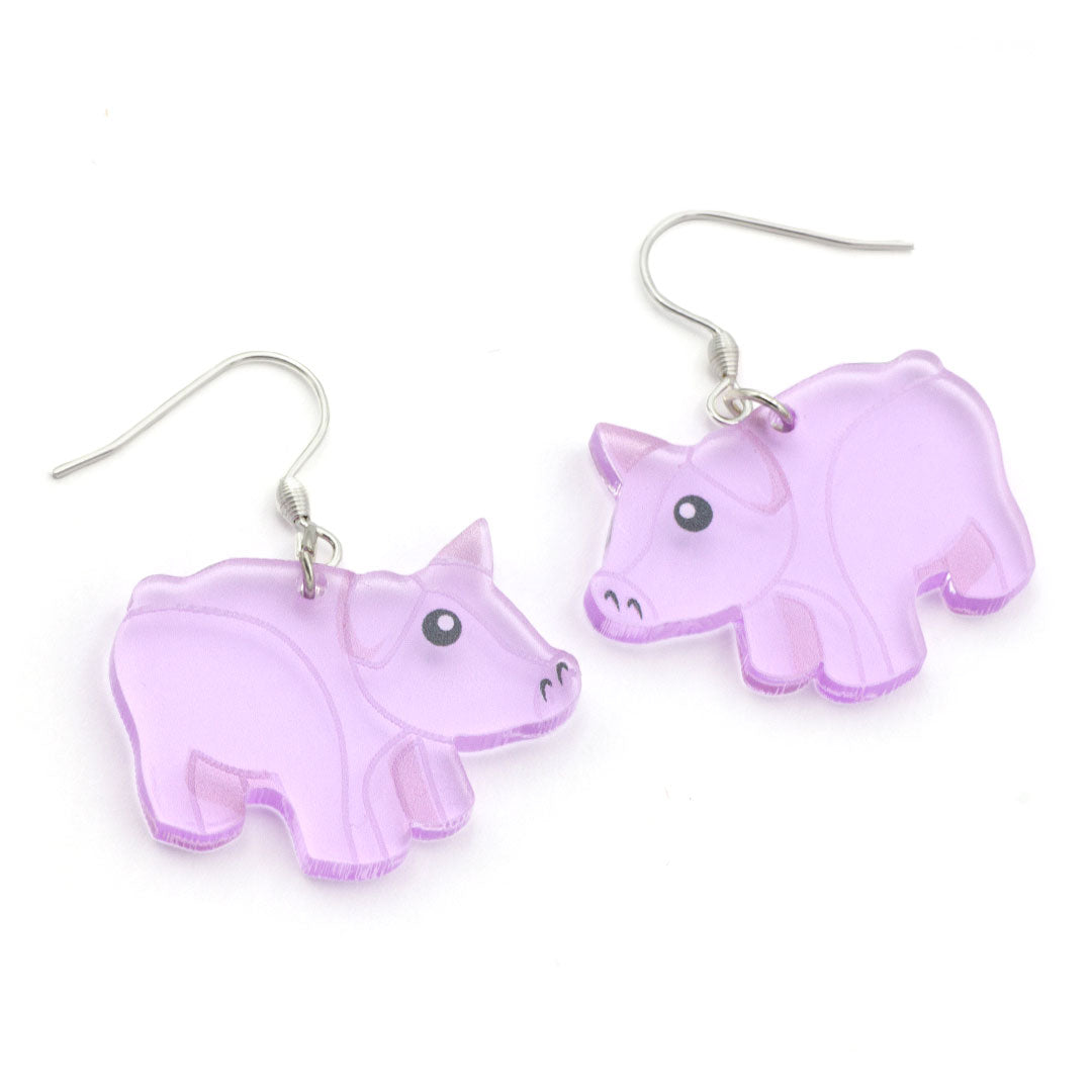 LEGO inspired pig earrings - cute, quirky laser cut jewelery