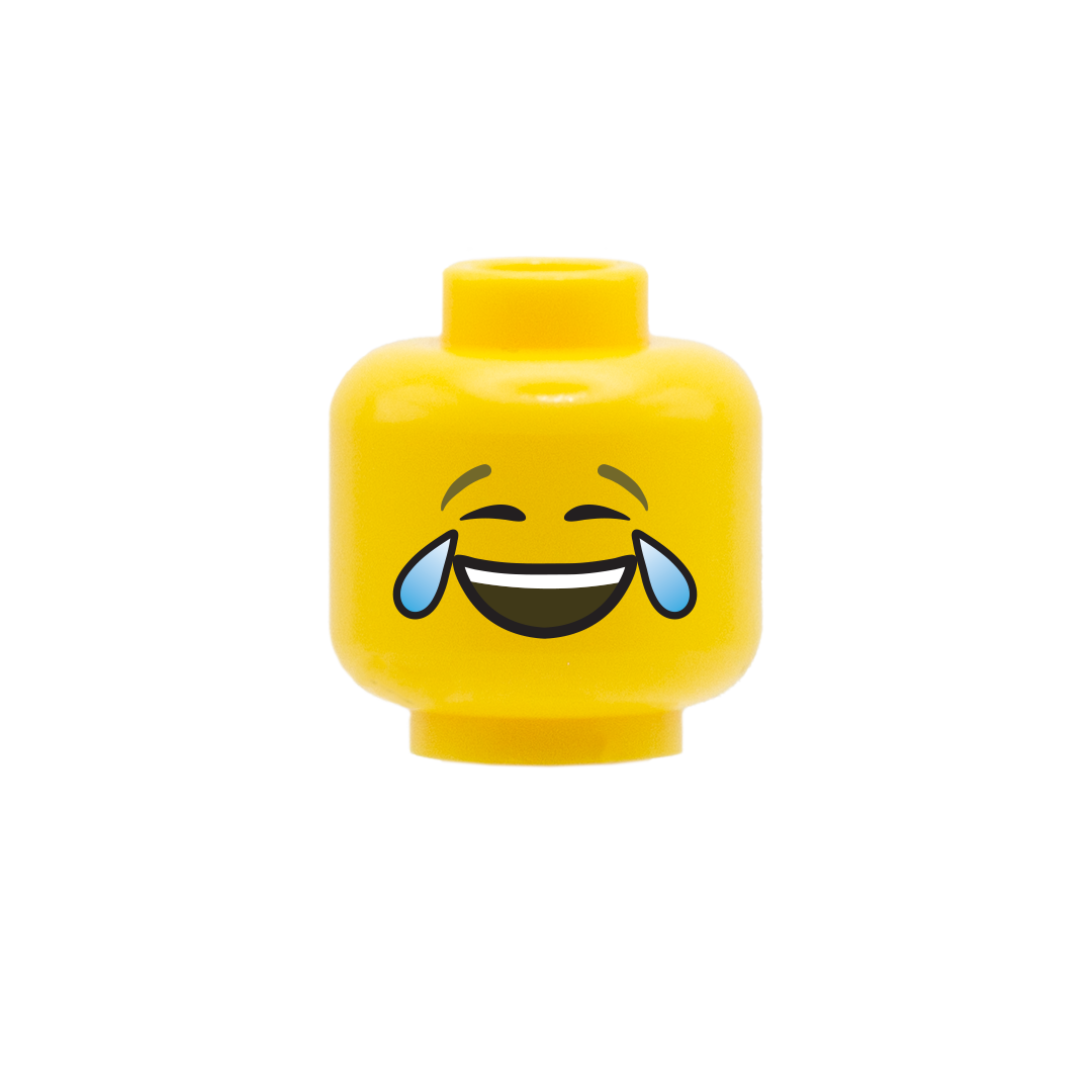 custom printed laughing emoji LEGO head