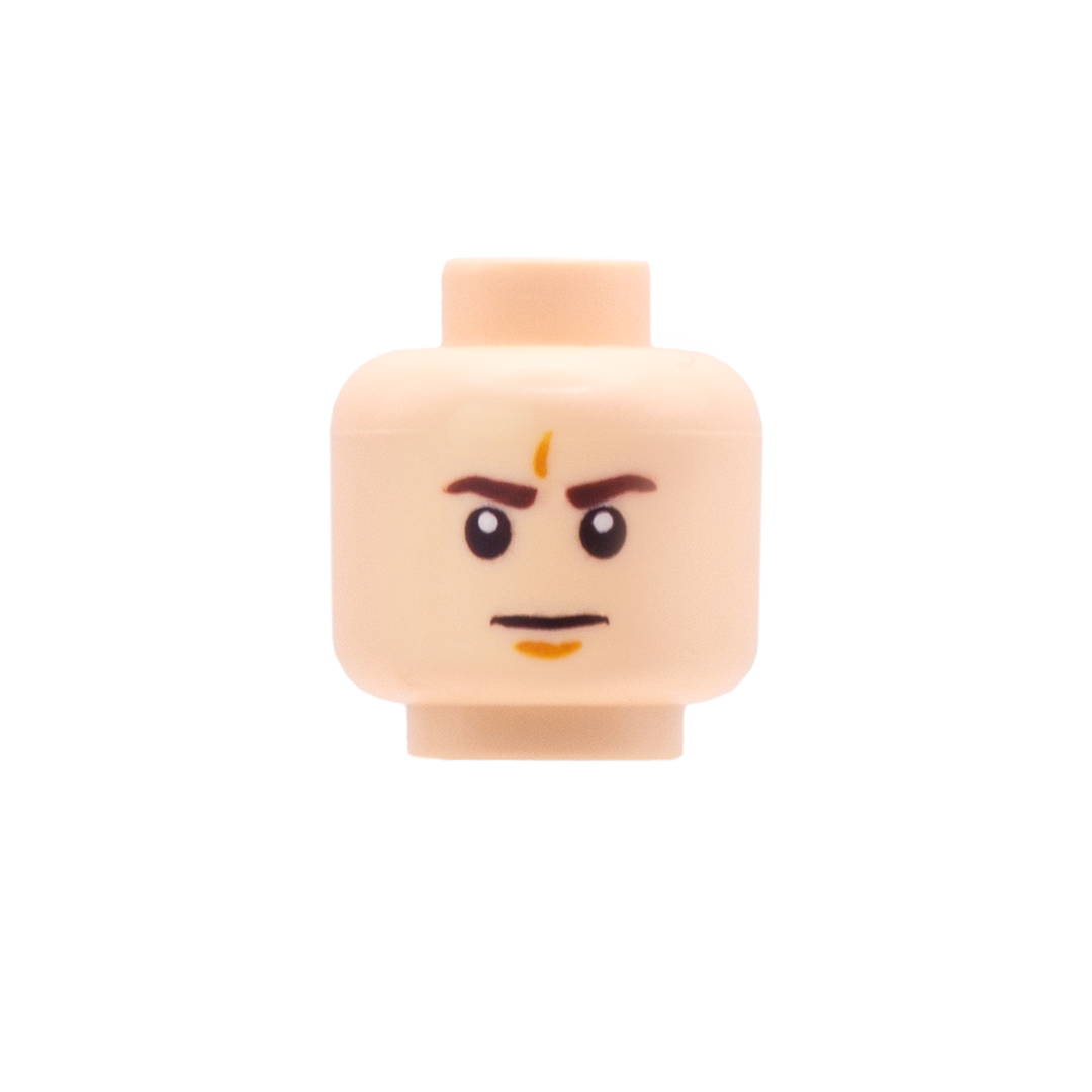 Stern Face with Forehead Dimple (Light Skin Tone) - LEGO Minifigure Head