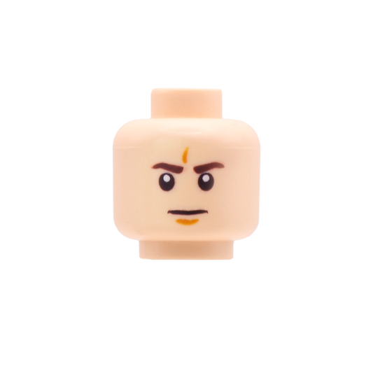 Stern Face with Forehead Dimple (Light Skin Tone) - LEGO Minifigure Head