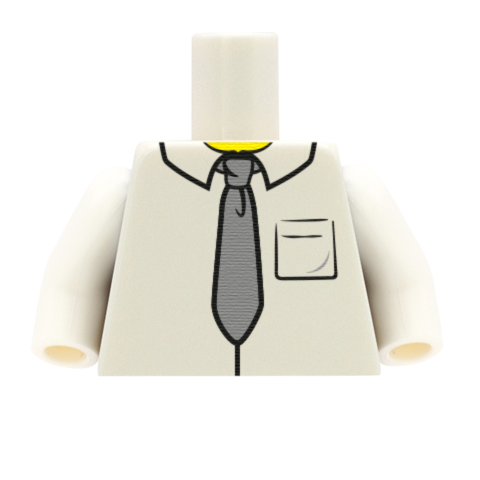 Loose Tie with Shirt (Change colour of tie) - Custom Designed Minifigure Torso