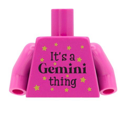 star sign personalised lego minifigure torso: gemini