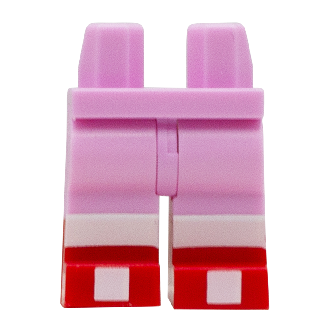 A pink and red LEGO minifigure leg piece, shown against a plain white background.