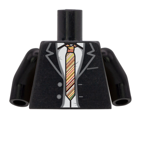 Smart Suit with Fancy Striped Tie - Custom Design Minifigure Torso