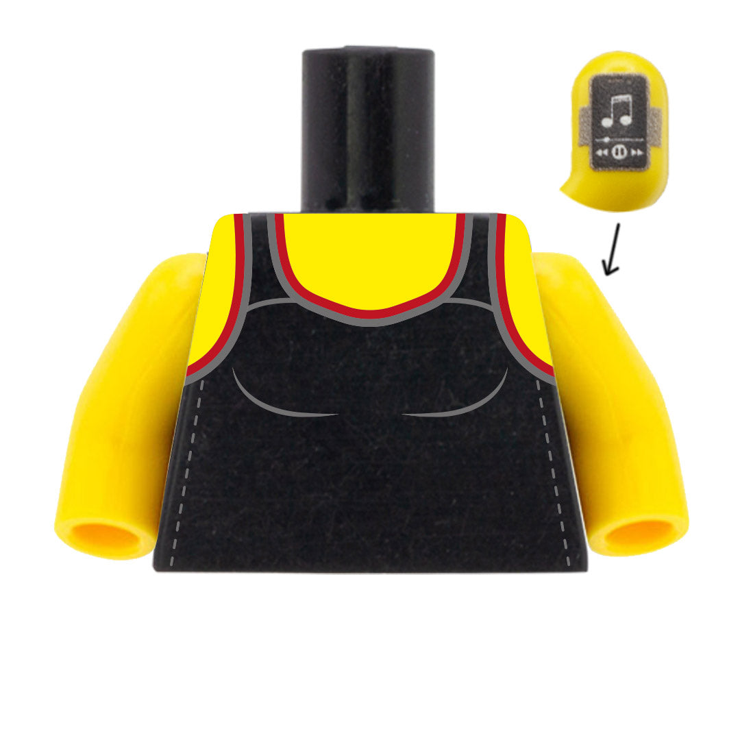 Black Women's Running Vest with Phone Armband - Custom Design LEGO Torso