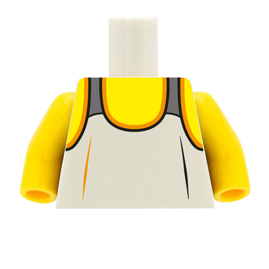 White Men's Running Vest - Custom Design LEGO Torso