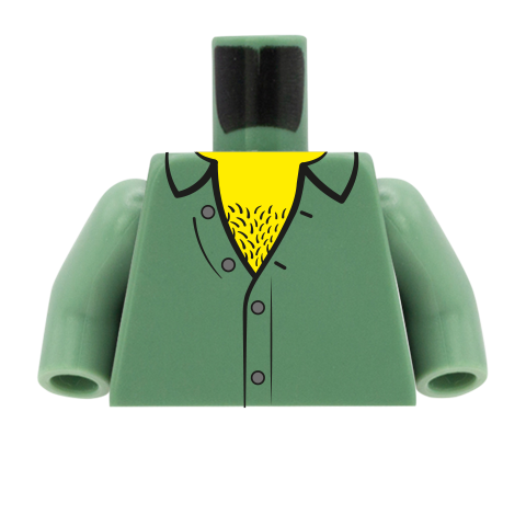 Very Open Shirt with Hairy Chest - Custom Design Minifigure Torso