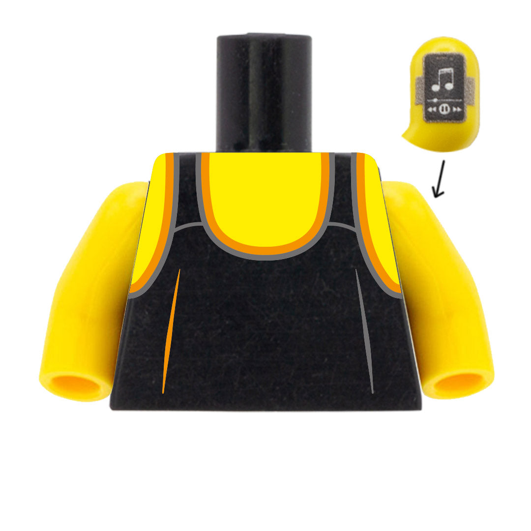 Black Men's Running Vest with Phone Armband - Custom Design LEGO Torso