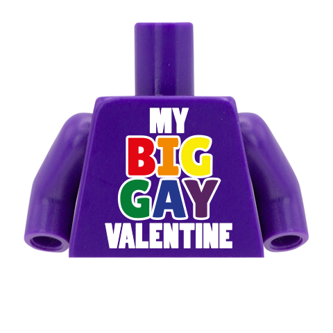 my big gay valentine - personalised custom lego minifigure torso (valentine's gift for lego fans)