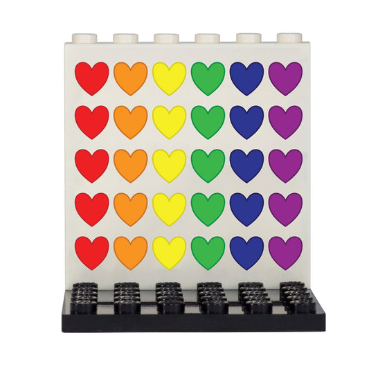 LGBTQ+ rainbow hearts custom lego back panel display for minifigures