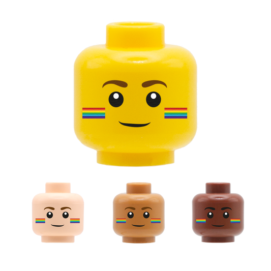 Rainbow Cheeks Smile - Custom Printed Minifigure Head