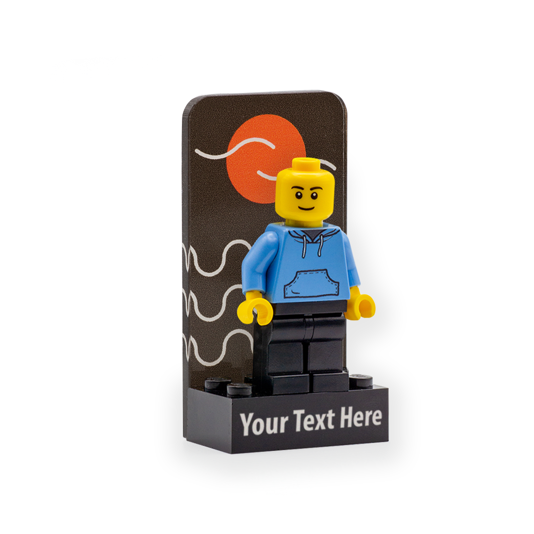 Red Moon Laser Cut Display for your minifigure (with personalised LEGO brick)