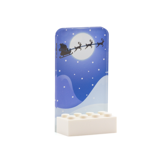 Santa's Sleigh Single Display - Laser Cut Display with LEGO Brick