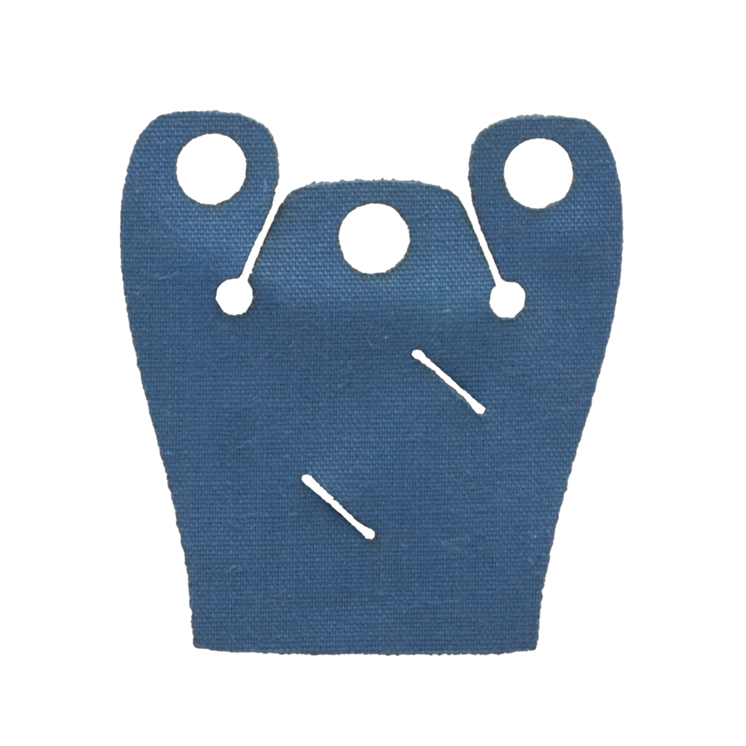 Teal fabric cape for LEGO minifigure with slots for LEGO swords.