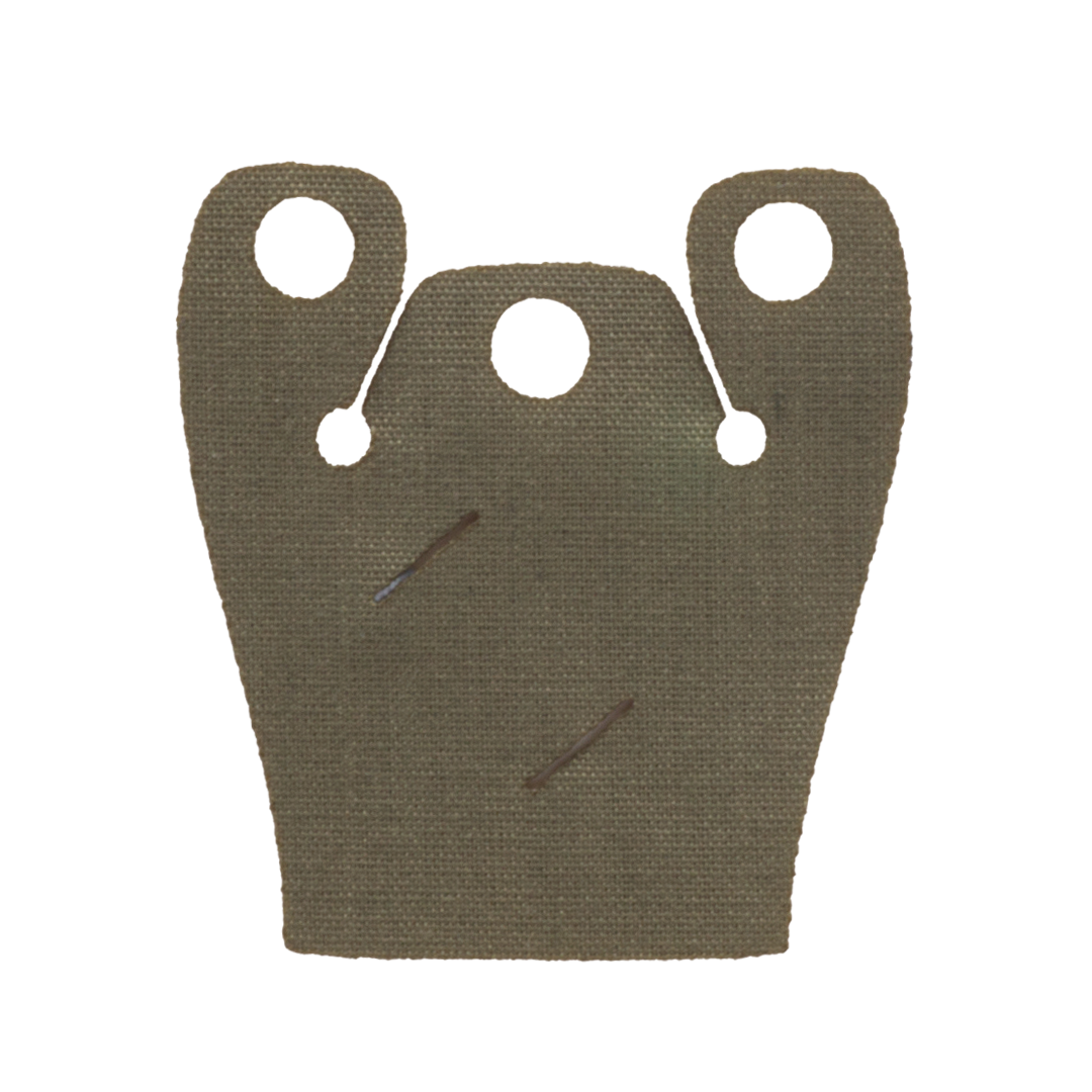 Khaki fabric cape for LEGO minifigure with slots for LEGO swords.