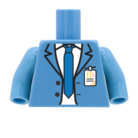 Suit Jacket, Tie and ID Badge - Custom Design Minifigure Torso