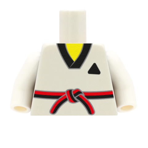 Taekwondo Suit (Custom Striped Colour Belt) - Custom Design Minifigure Torso