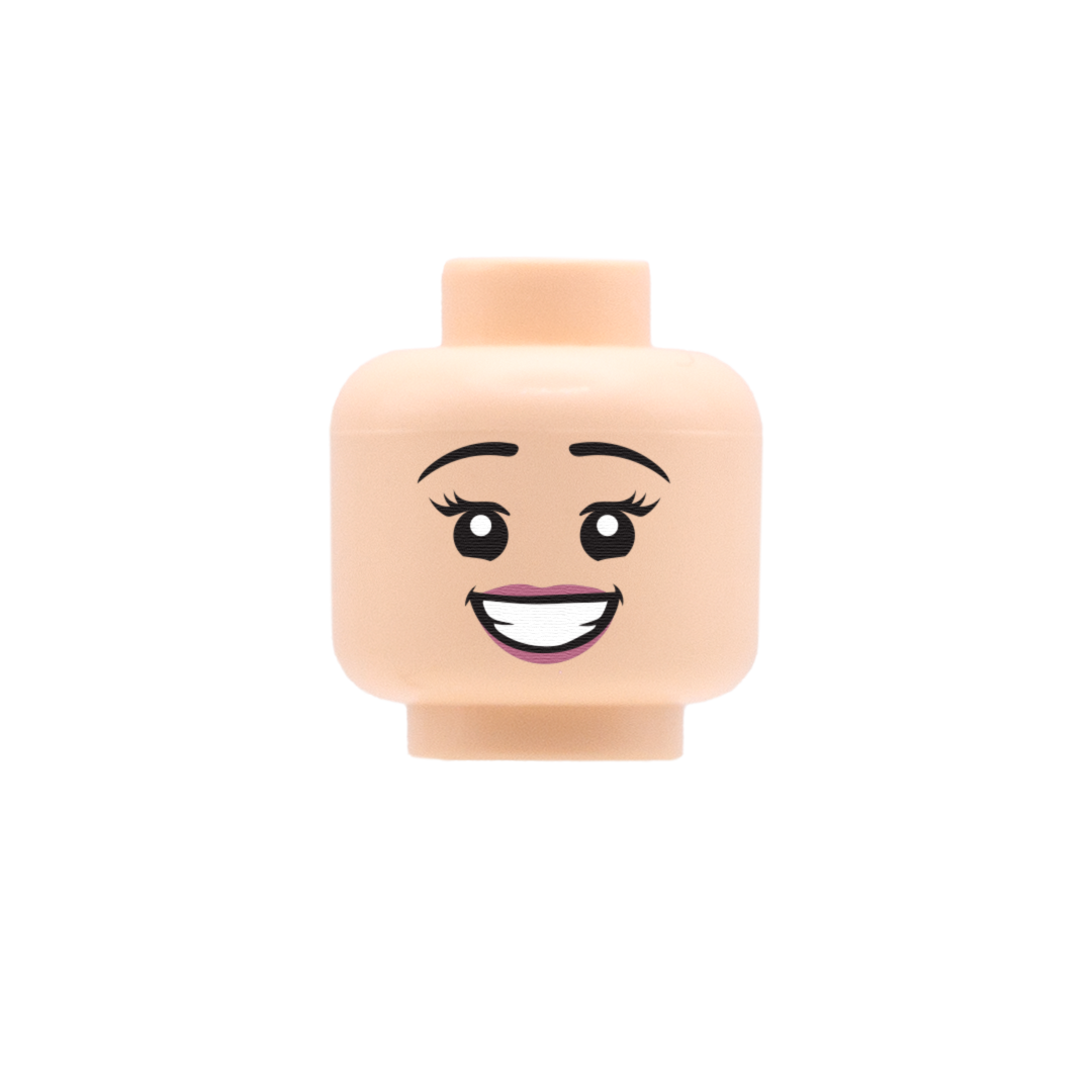 personalised female custom LEGO minifigure head (light nougat skin tone)