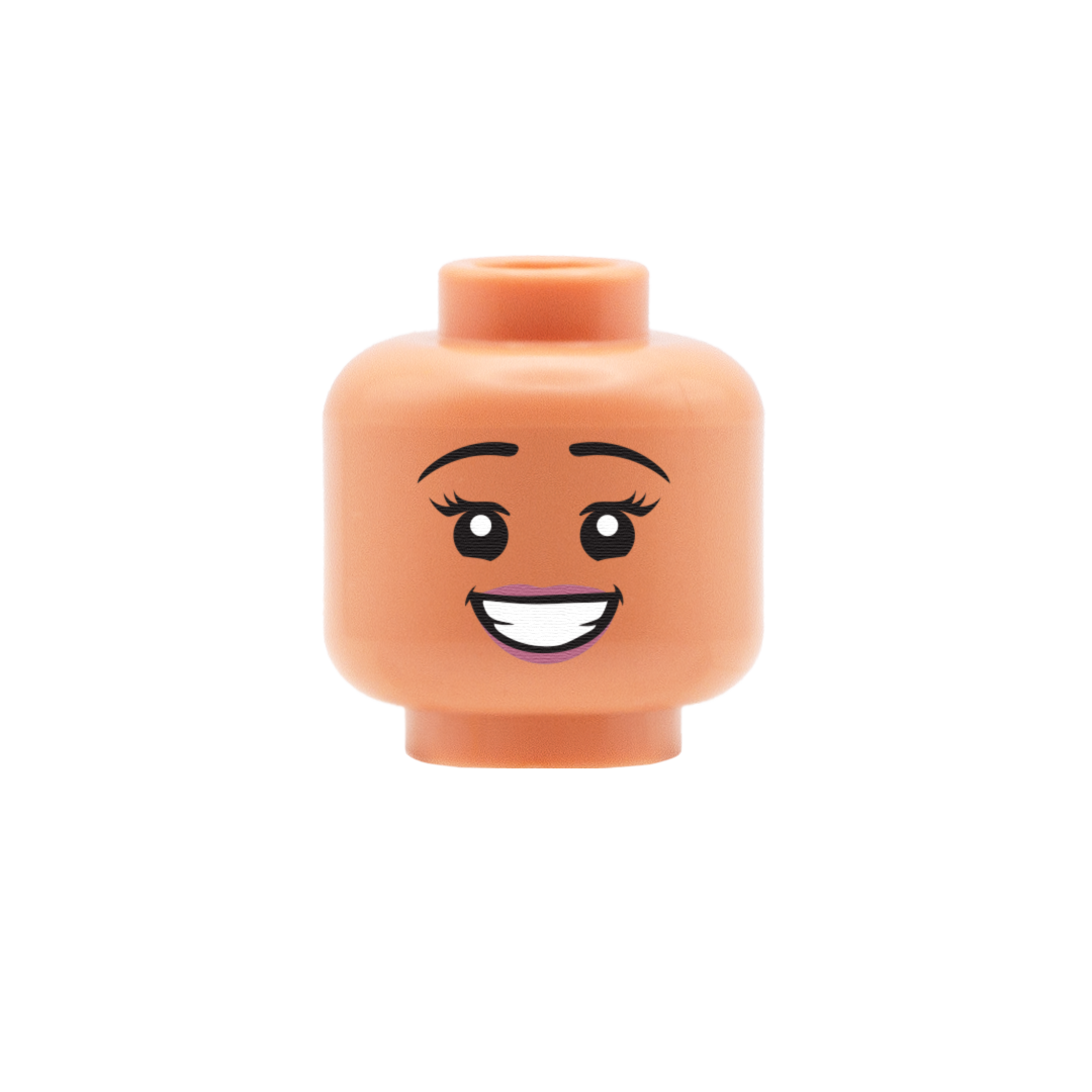 personalised female custom LEGO minifigure head (nougat skin tone)