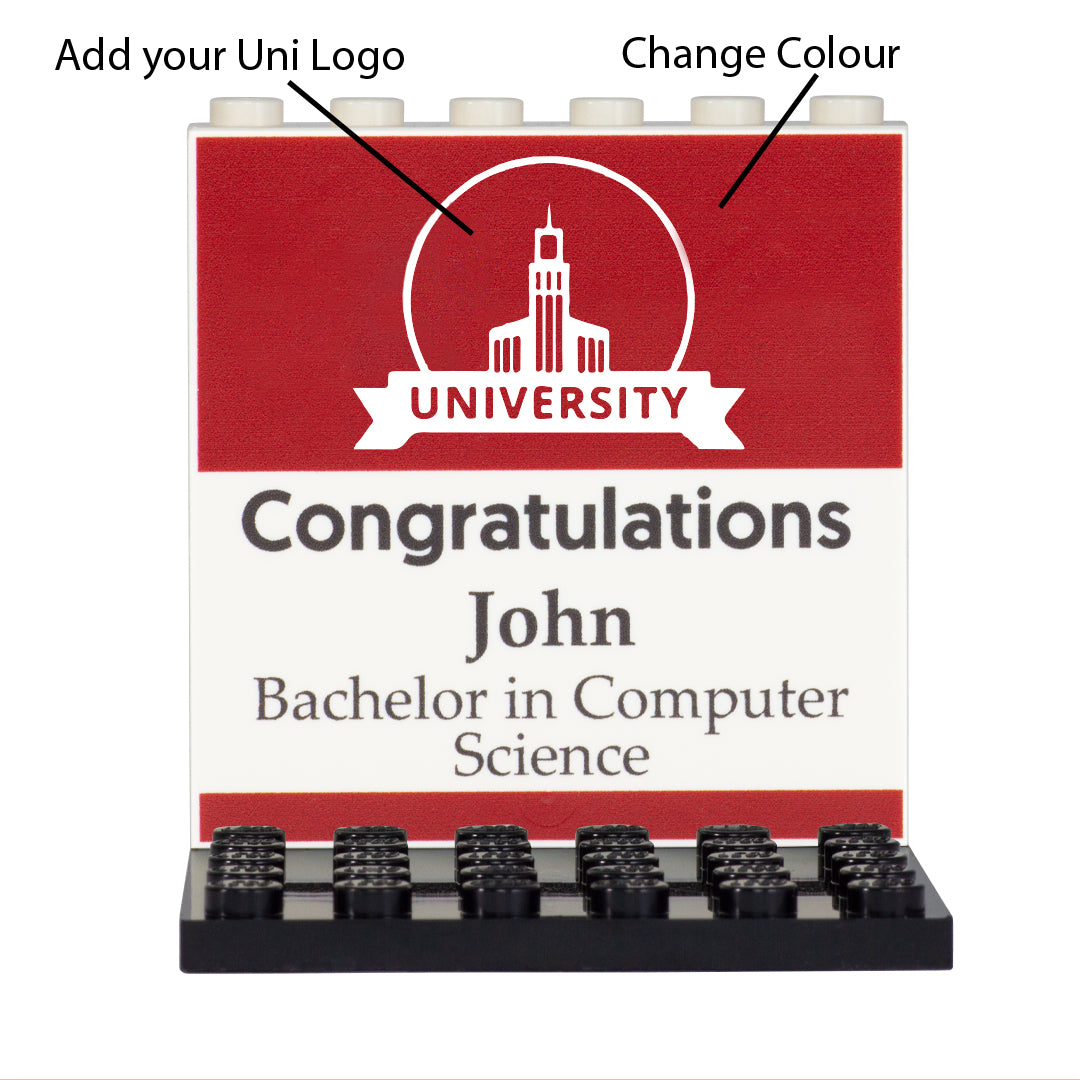 university graduate personalised LEGO display back panel