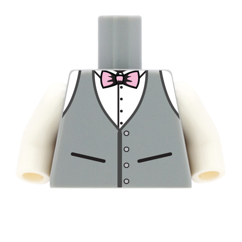 Waistcoat, White Shirt and Bowtie (Change Colours) - Custom Design Minifigure Torso