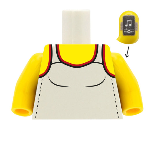 White Women's Running Vest with Phone Armband - Custom Design LEGO Torso