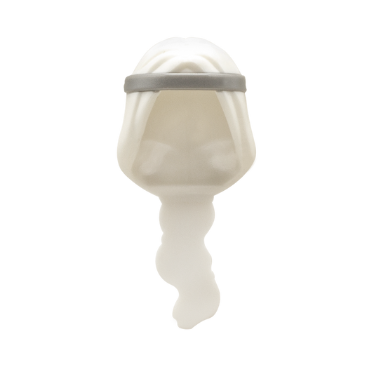 White Long Bubble Ponytail with  SIlver Band - LEGO Minifigure Hair