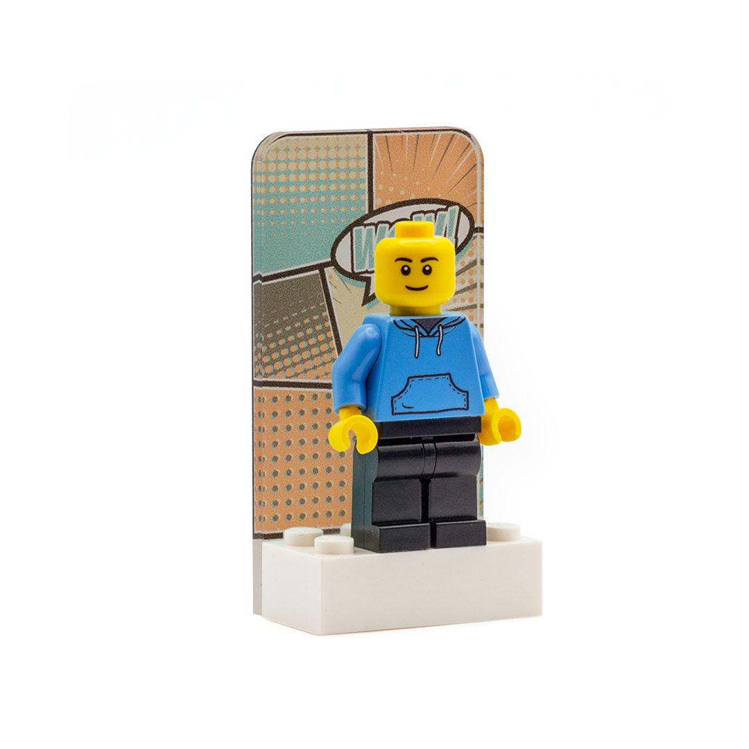 Prevail Tidlig mareridt Wow' Pop Art Single Display - Laser Cut Display with LEGO Brick –  Minifigs.me