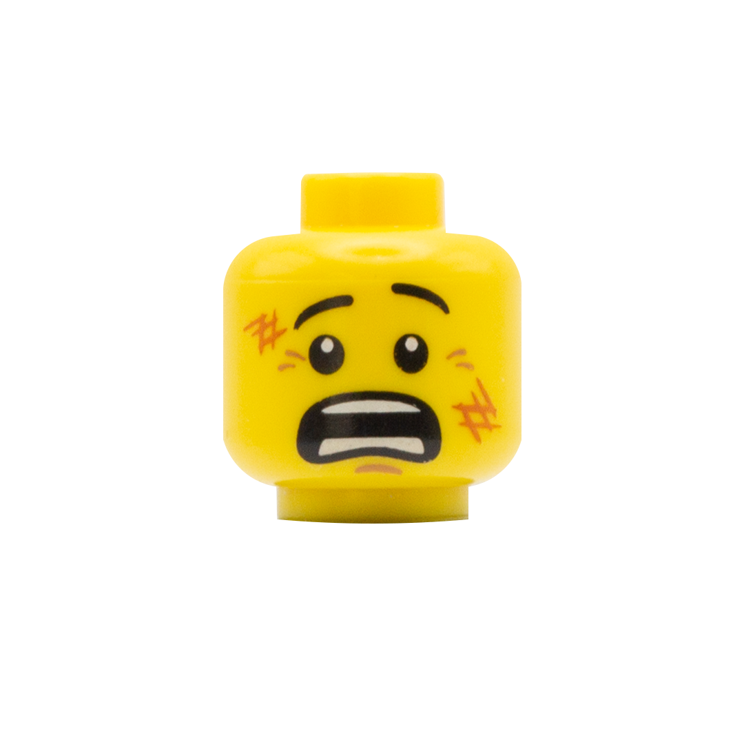 Scared / Scratches On Face LEGO Minifigure Head – Minifigs.me