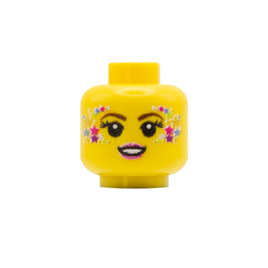 Starry Eyes Make Up Smile - Custom Printed Minifigure Head