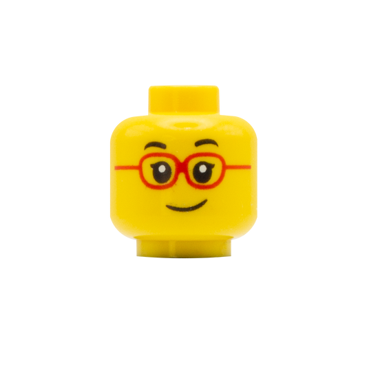 Red Glasses Slight Smile - LEGO Minifigure Head