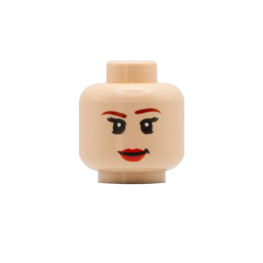 Slight Smile, Red Lipstick / Angry - Custom Printed Minifigure Head