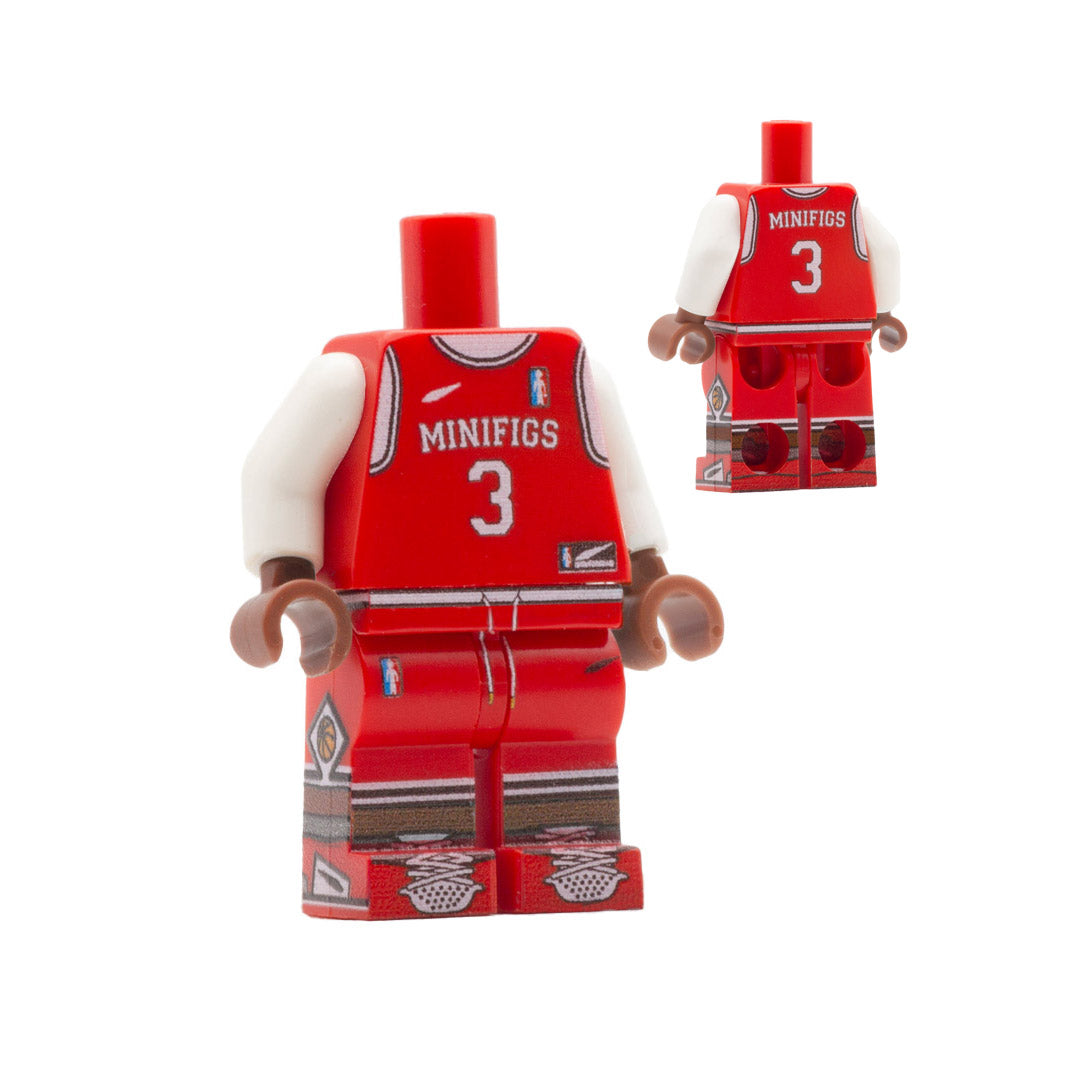 Red basketball minifig kit with dark brown LEGO hands