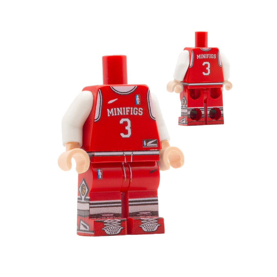 Red basketball minifig kit with light flesh LEGO hands