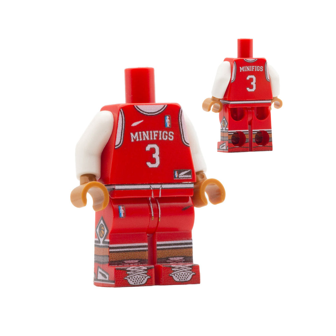 Red basketball minifig kit with medium brown LEGO hands