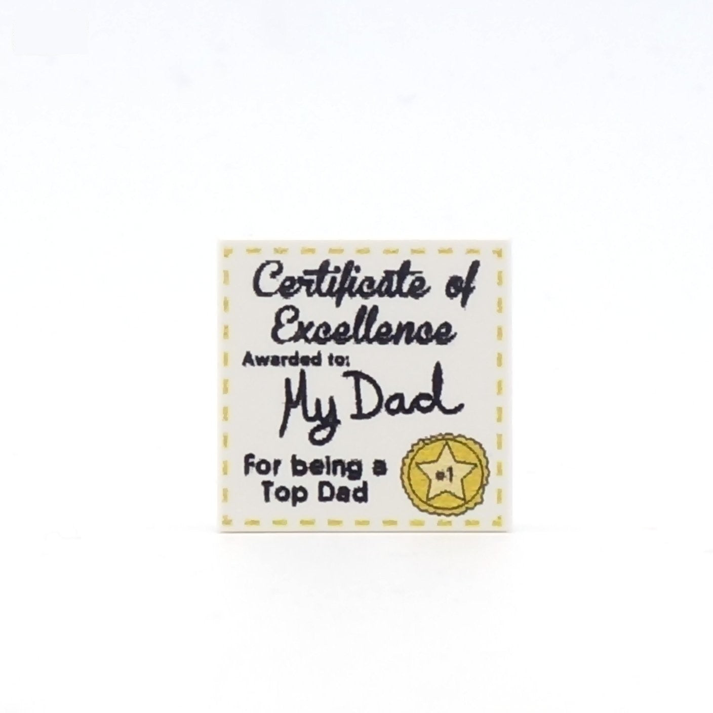 Certificate of Excellence for Dad - Custom Printed LEGO Tile