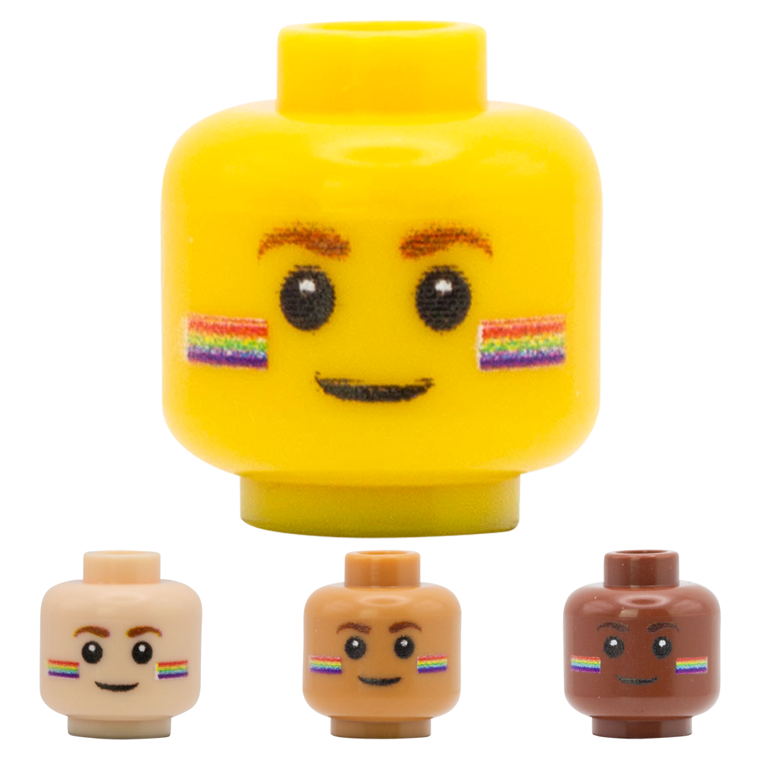 Mini Figureheads Rainbow Cheeks Smile - Custom Printed Minifigure Head – Minifigs.me