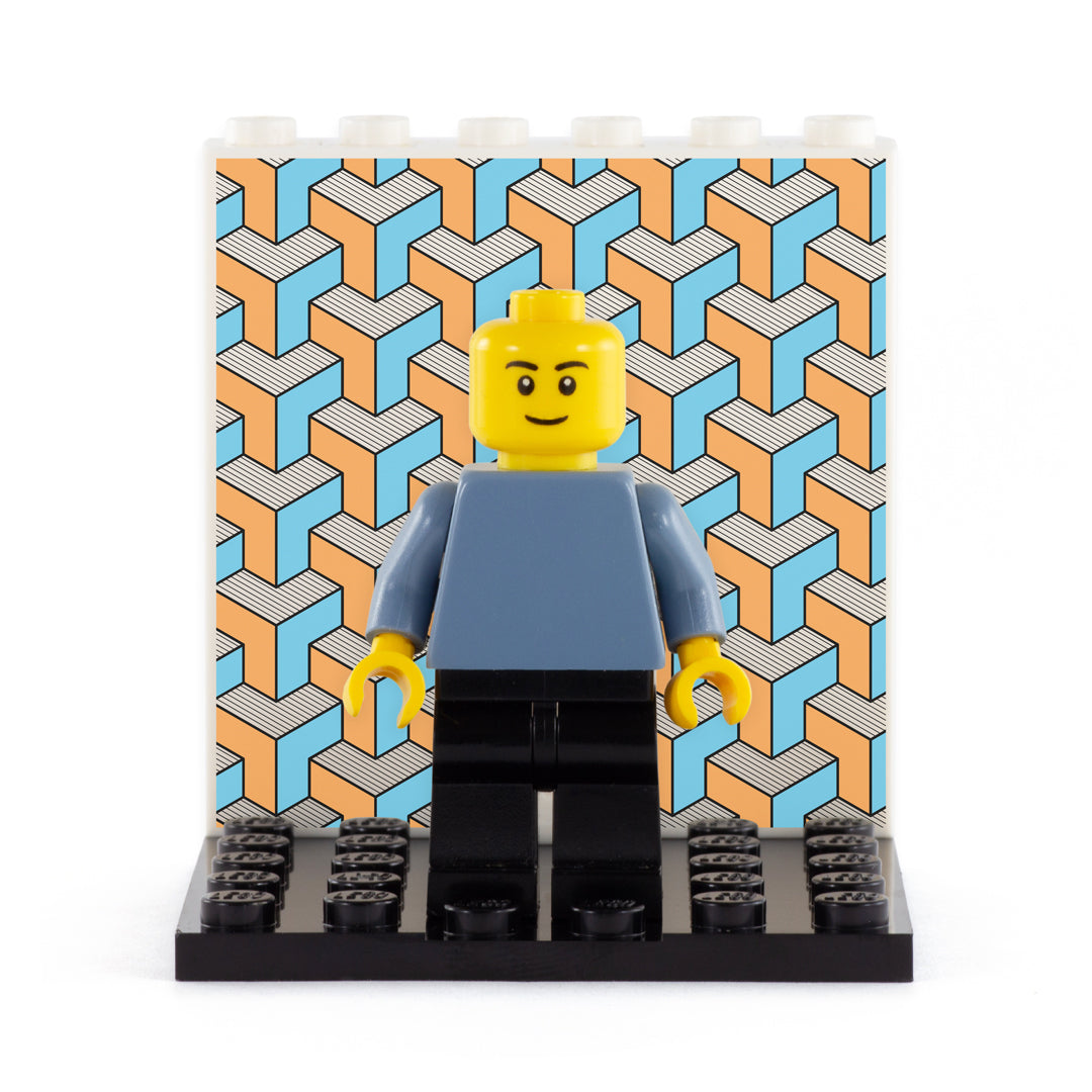 Geometric Cubes Back Panel- Custom Design LEGO Display Panel and Stand