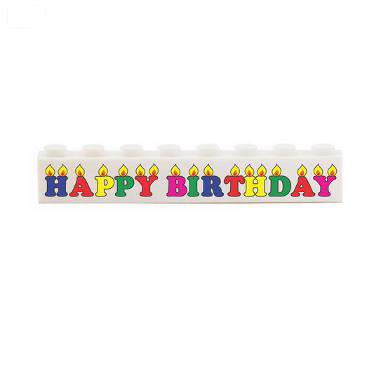 Happy Birthday Candles - Custom Printed 1 x 8 Brick