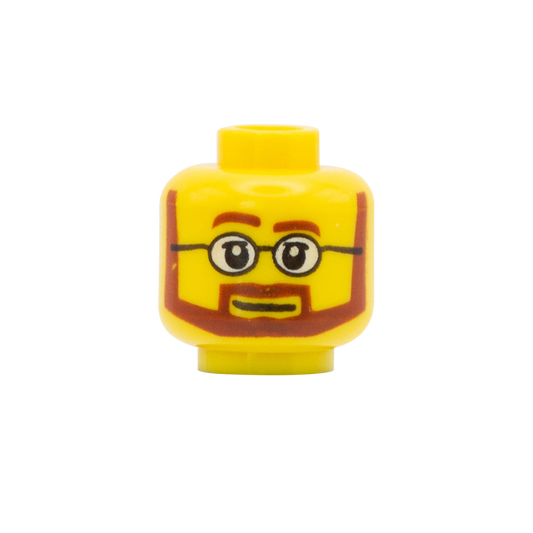 Brown Beard Round Glasses - LEGO Minifigure Head